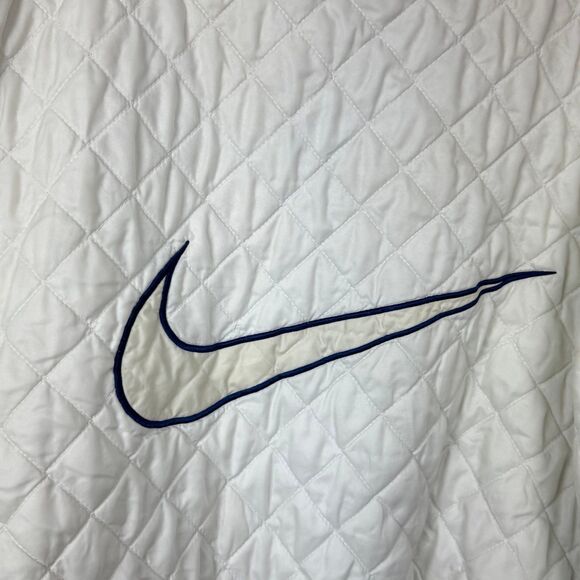 Nike Big Swoosh Quilted Full Zip White Windbreaker Jacket Size XL 16/18 90's - Picture 9 of 12